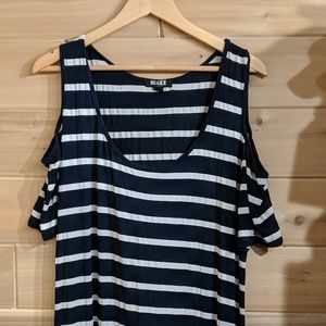 RelaXX by Exist Cold Shoulder Striped Maxi Dress